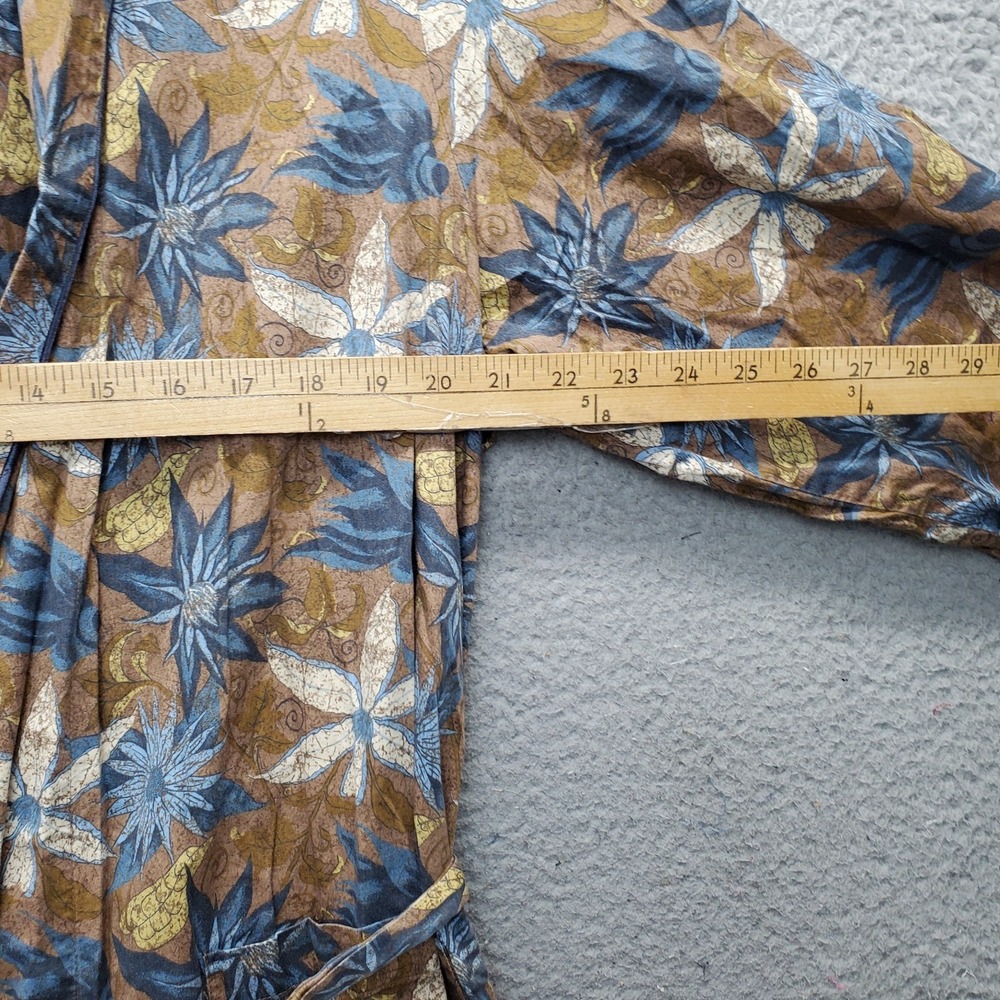 Peruvian Connection Robe Womens Large Multi Floral Pipe Trim Drawstring Waist - Picture 3 of 9